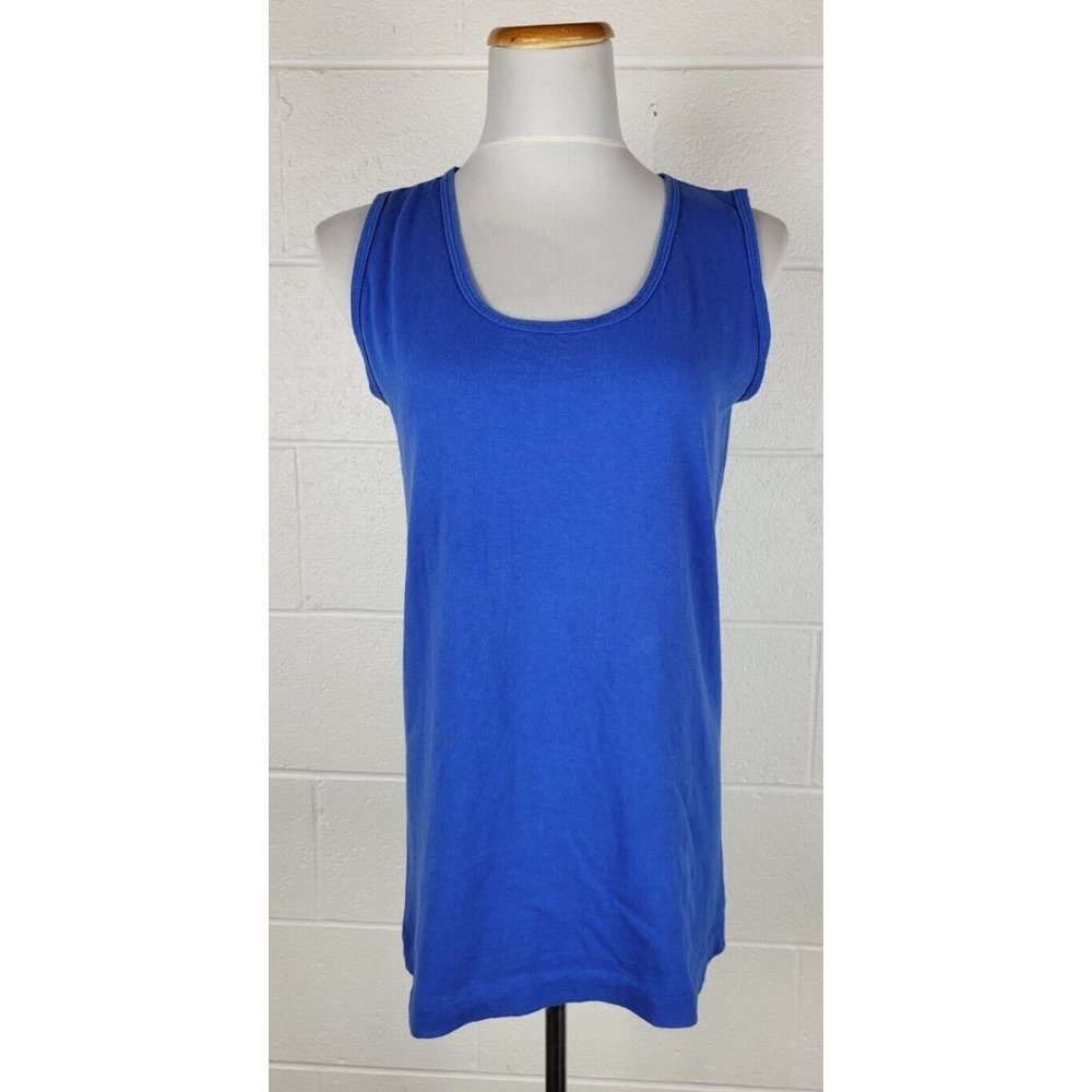 Vtg Fruit of the Loom Womens Blue Cotton Sleeveless Tshirt USA Single Stitch S